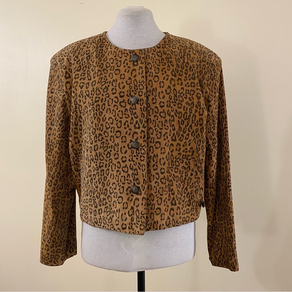 vintage wildcats genuine suede leopard print jacket - Picture 2 of 16